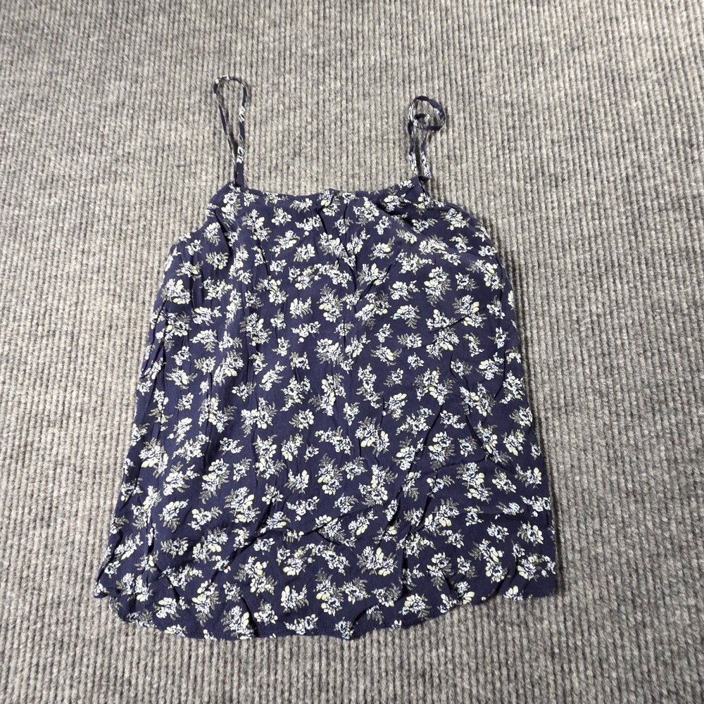 Treasure & Bond Womens Navy Blue Floral Smocked Back Cami Tank Top Size M NWT